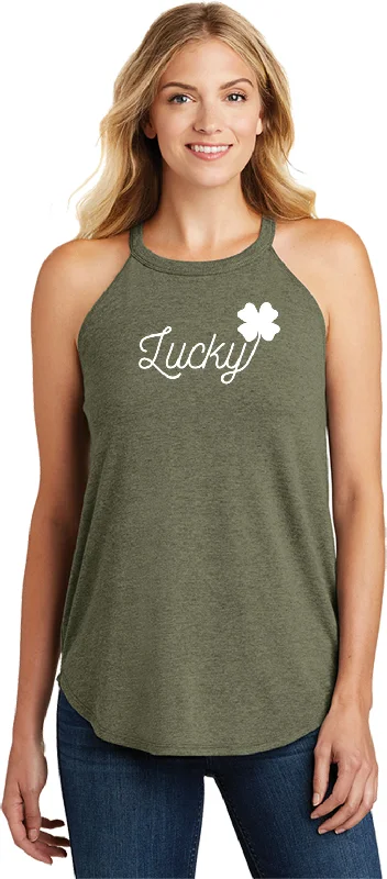 Deal Zone St Patricks Day Lucky Ladies Tri Rocker Tank Top