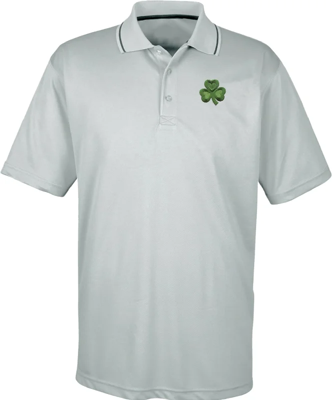 Savings Spectacular St Patricks Day Shamrock Pocket Print Two Tone Polo
