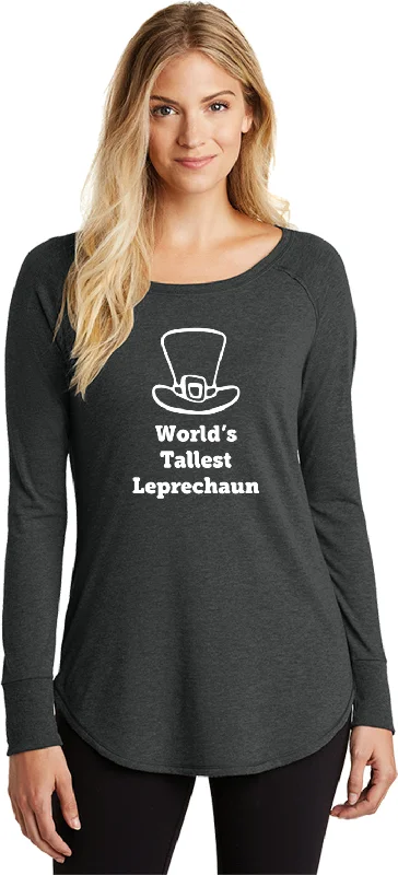 Sneak Peek Sale St Patricks Day Worlds Tallest Leprechaun Ladies Tri Blend Long Sleeve Shirt