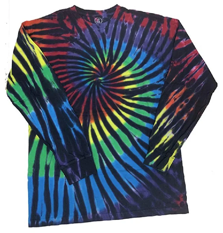 Midnight Madness Stained Glass Swirl Long Sleeve Tie Dye T-Shirt