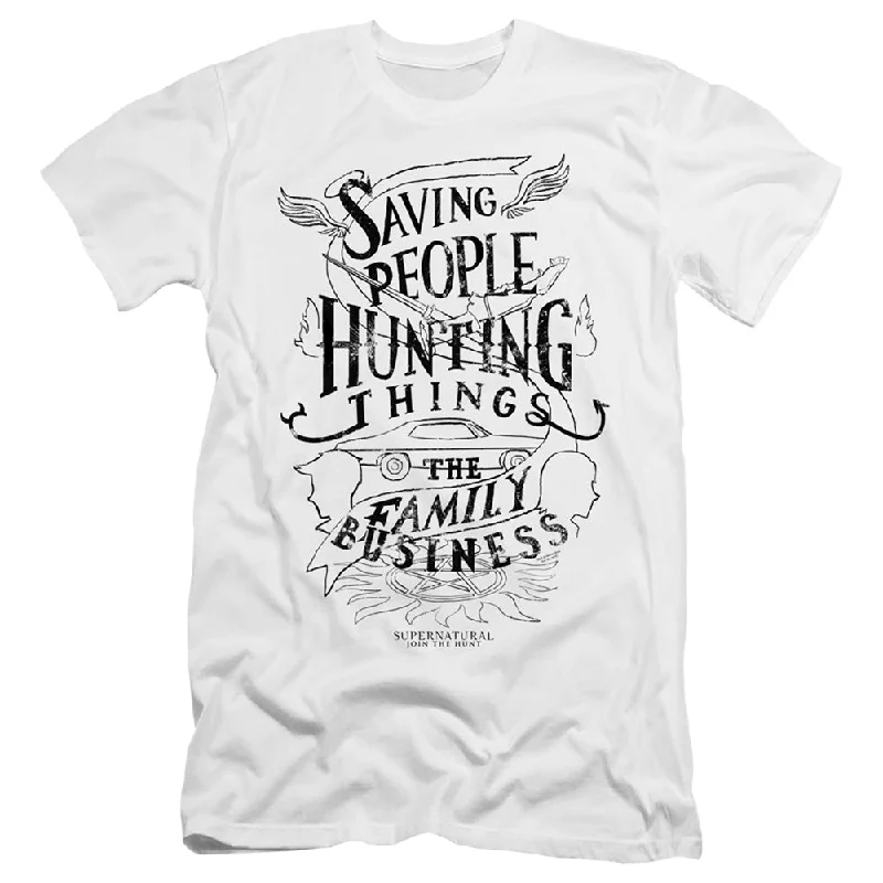 Super Bargain Supernatural Canvas T-Shirt Saving People Hunting Things White