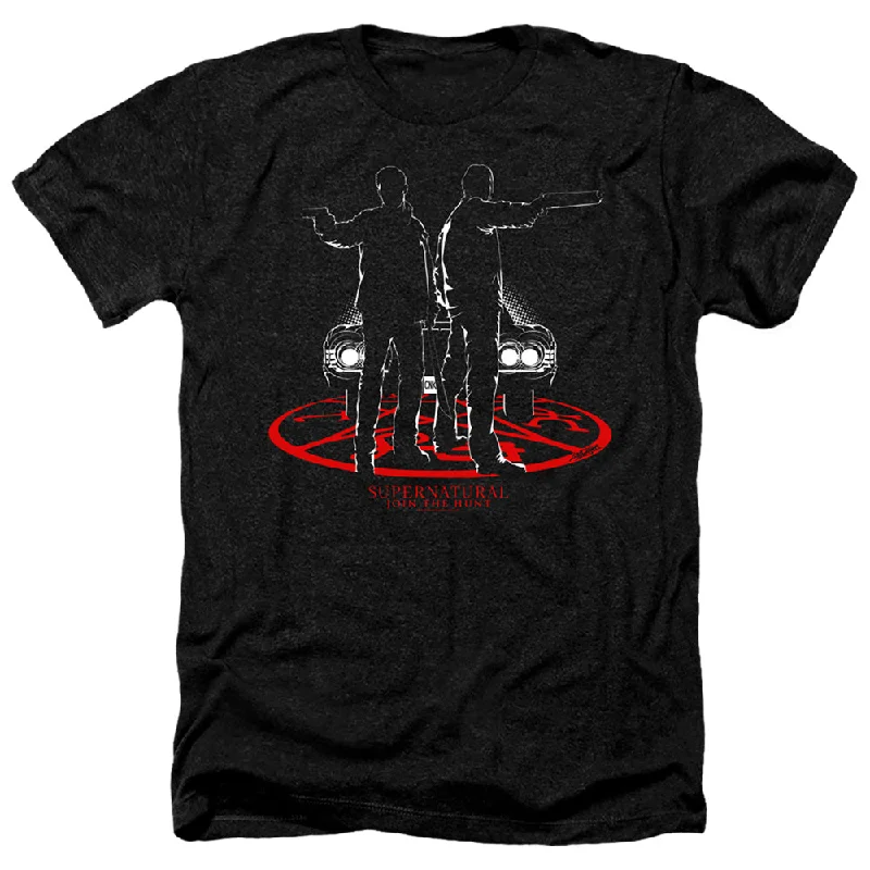 Online Specials Supernatural Heather T-Shirt Dean and Sam Silhouette Black Tee