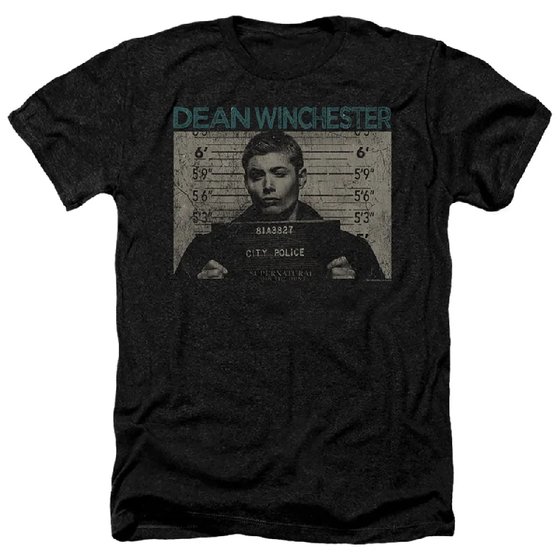 Lowest Price Supernatural Heather T-Shirt Dean Winchester Mug Shot Black Tee