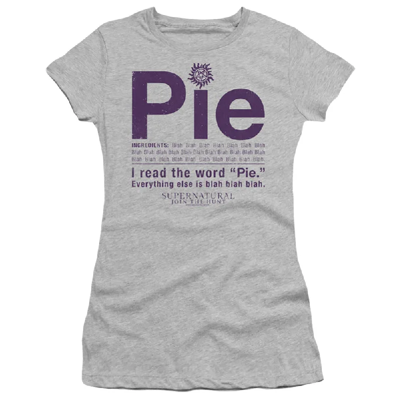 Special Discount Supernatural Juniors T-Shirt Pie Scene Athletic Heather Tee