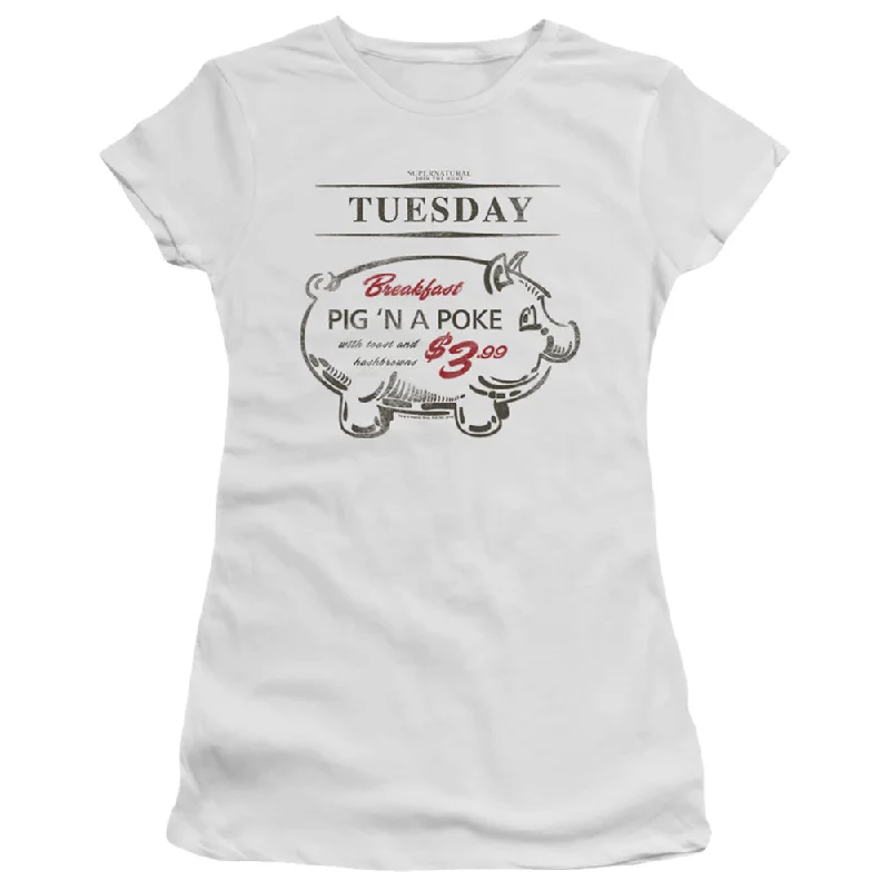 TIME-Limited Offer Supernatural Juniors T-Shirt Pig in a Poke White Tee