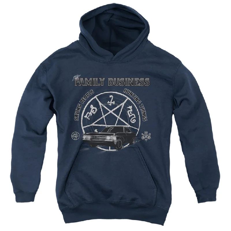 Great Bargains Supernatural Kids Hoodie Family Business Quote Navy Hoody