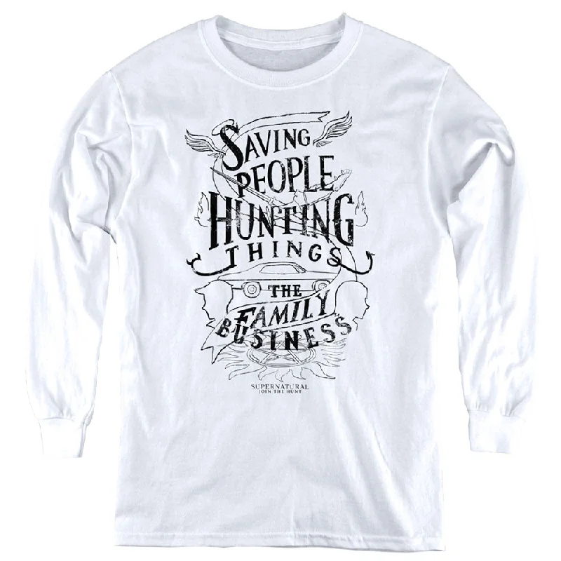 Unbeatable Prices Supernatural Kids Long Sleeve Saving People Hunting Things White