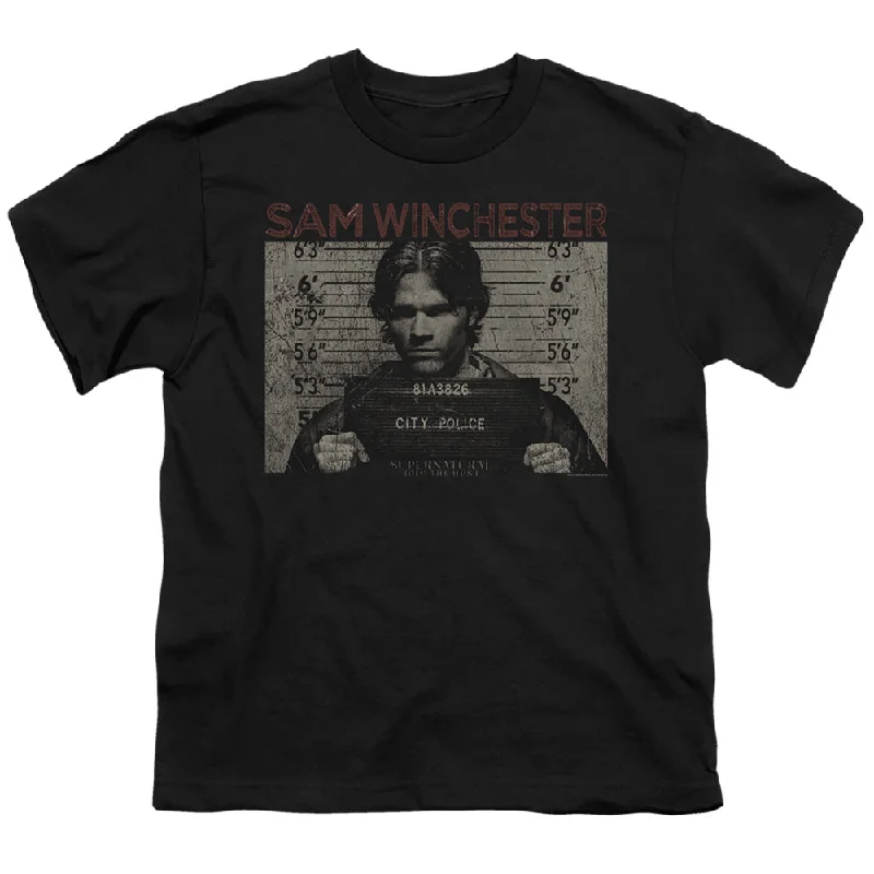 Exclusive Offers Supernatural Kids T-Shirt Sam Winchester Mug Shot Black Tee