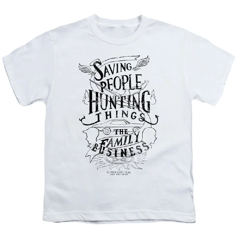 Limited Time Offer Supernatural Kids T-Shirt Saving People Hunting Things White Tee