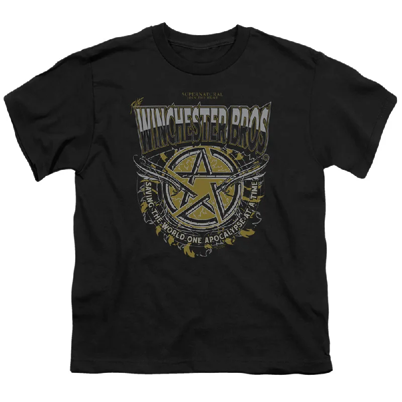 Massive Deals Supernatural Kids T-Shirt Winchester Bros Black Tee