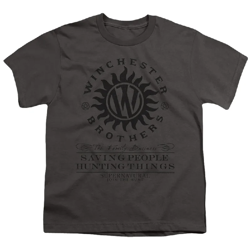 Huge Discounts Supernatural Kids T-Shirt Winchester Brothers Charcoal Tee