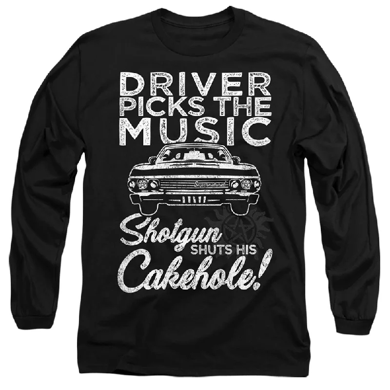 New Markdowns Supernatural Long Sleeve T-Shirt Driver Picks The Music Black Tee
