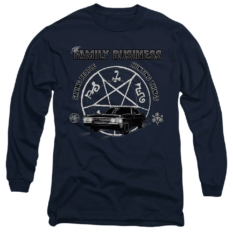 Fantastic Deals Supernatural Long Sleeve T-Shirt Family Business Quote Navy Tee
