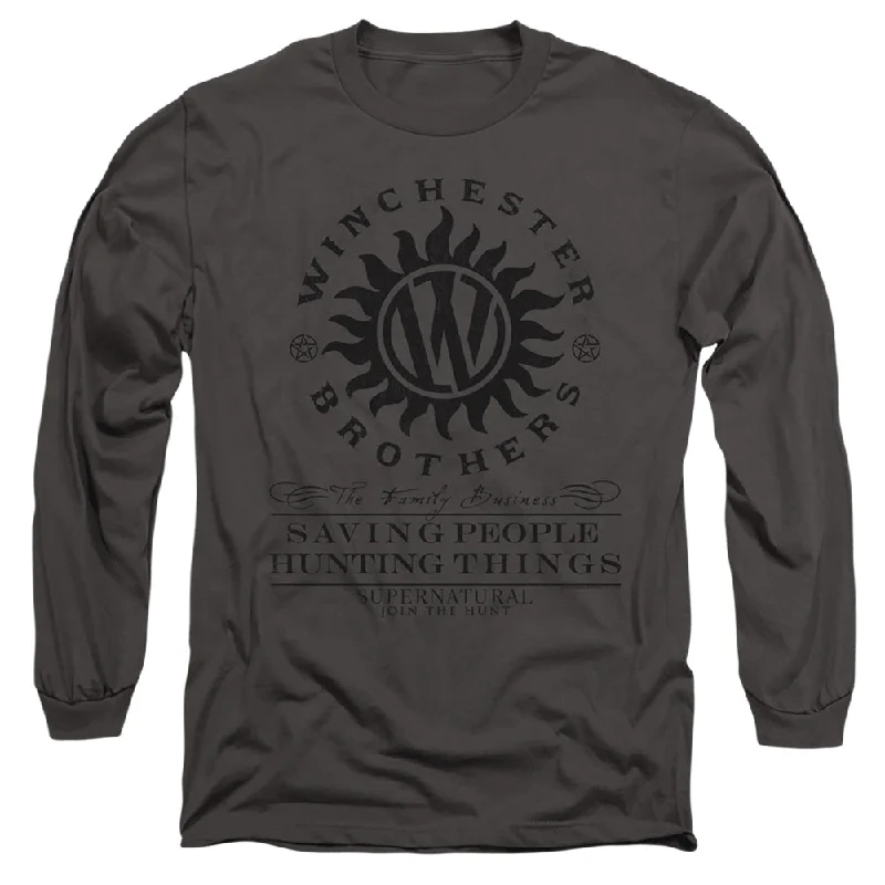 Discount Deals Supernatural Long Sleeve T-Shirt Winchester Brothers Charcoal Tee