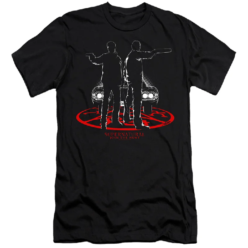 Amazing Deals Supernatural Premium Canvas T-Shirt Dean and Sam Silhouette Black Tee