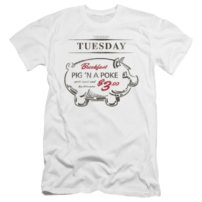 Super Bargain Supernatural Slim Fit T-Shirt Pig in a Poke White Tee