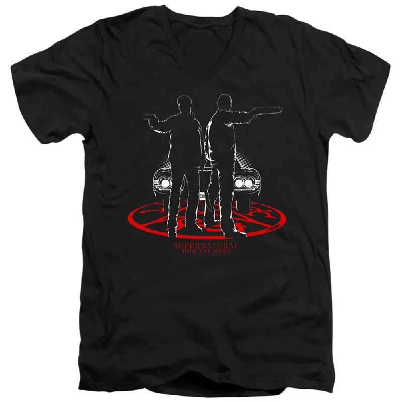 Special Savings Supernatural Slim Fit V-Neck T-Shirt Dean and Sam Silhouette Black