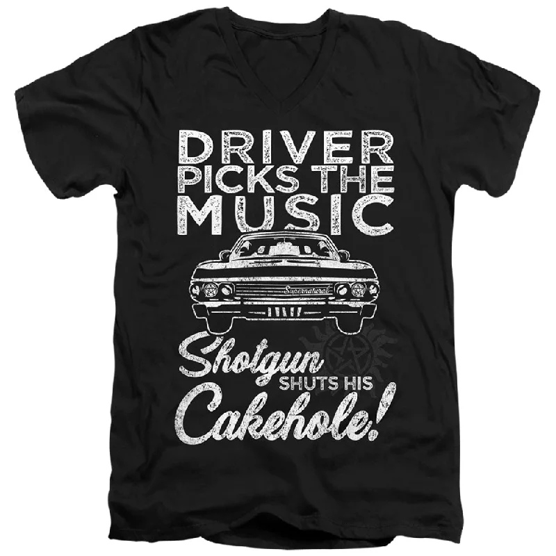 Overstock Supernatural Slim Fit V-Neck T-Shirt Driver Picks The Music Black Tee