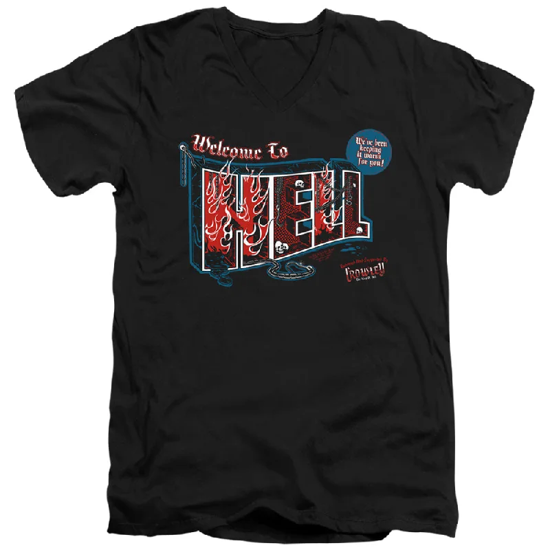 Daily Deals Supernatural Slim Fit V-Neck T-Shirt Welcome to Hell Black Tee