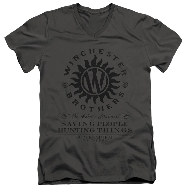 Early Access Supernatural Slim Fit V-Neck T-Shirt Winchester Brothers Charcoal Tee