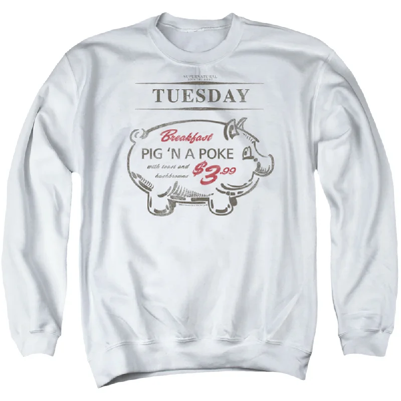 Take Advantage Supernatural Sweatshirt Pig in a Poke White Pullover