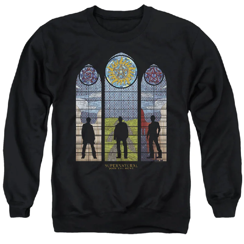 Price Blitz Supernatural Sweatshirt Stained Glass Silhouette Black Pullover