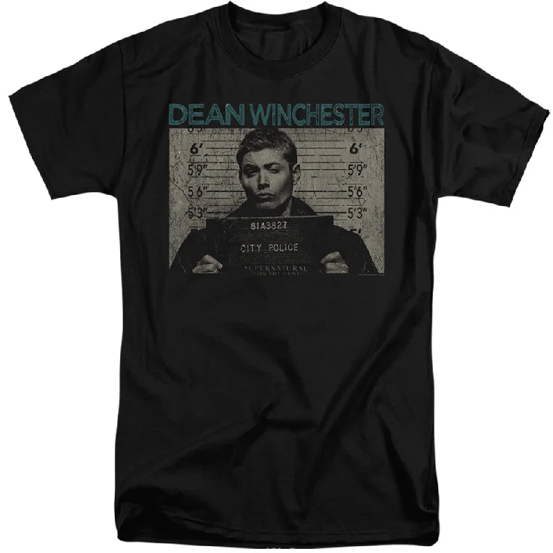 Fantastic Offers Supernatural Tall T-Shirt Dean Winchester Mug Shot Black Tee