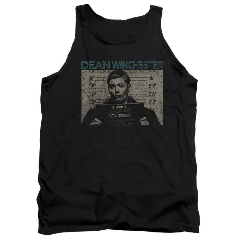 Instant Discount Supernatural Tanktop Dean Winchester Mug Shot Black Tank