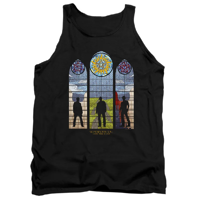 Savings Spectacular Supernatural Tanktop Stained Glass Silhouette Black Tank