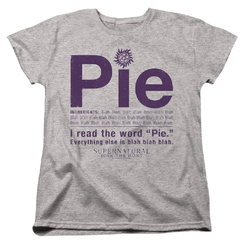 Shop and Save Supernatural Womens T-Shirt Pie Scene Athletic Heather Tee