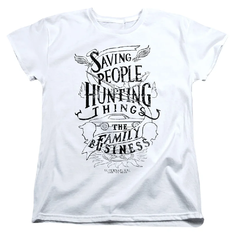 Super Sale Supernatural Womens T-Shirt Saving People Hunting Things White Tee