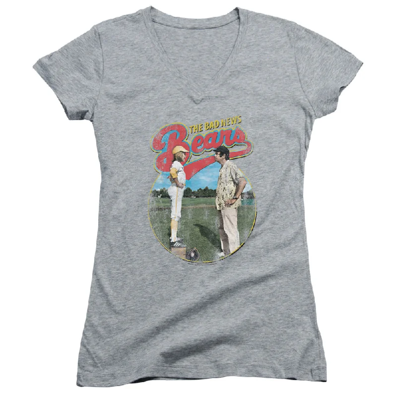 Stock Up and Save The Bad News Bears Juniors V-Neck T-Shirt Movie Cover Photo Heather Tee Stock Up and Save The Bad News Bears Juniors V-Neck T-Shirt Movie Cover Photo Heather Tee