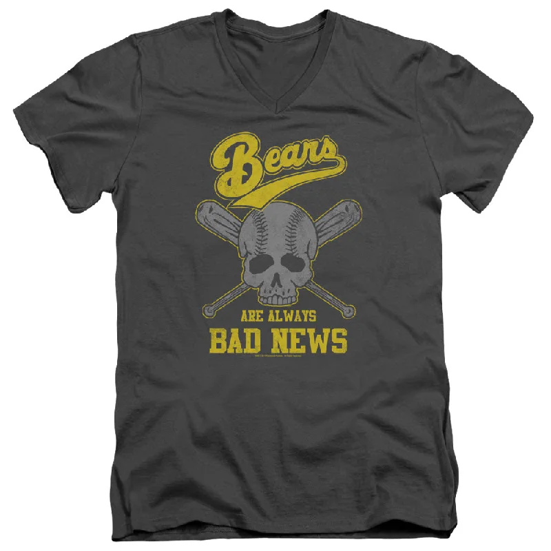 Flash Sale The Bad News Bears Slim Fit V-Neck T-Shirt Always Bad Skull Charcoal Tee