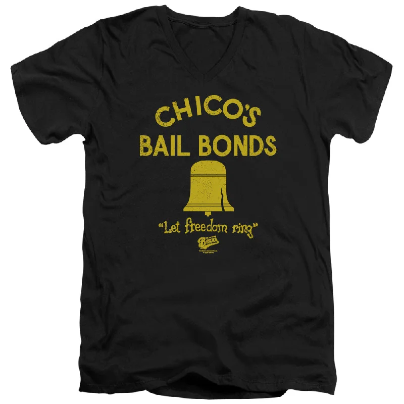 Get It Before It’s Gone The Bad News Bears Slim Fit V-Neck T-Shirt Chico's Bail Bonds Black Tee Get It Before It’s Gone The Bad News Bears Slim Fit V-Neck T-Shirt Chico's Bail Bonds Black Tee