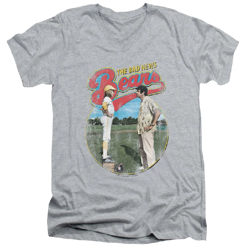Hot Deal The Bad News Bears Slim Fit V-Neck T-Shirt Movie Cover Photo Heather Tee