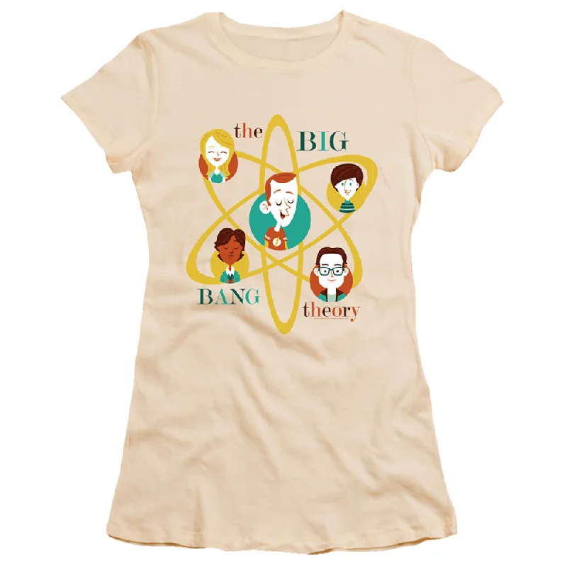 Limited Availability The Big Bang Theory Juniors T-Shirt Cartoon Friends in Atom Cream Tee
