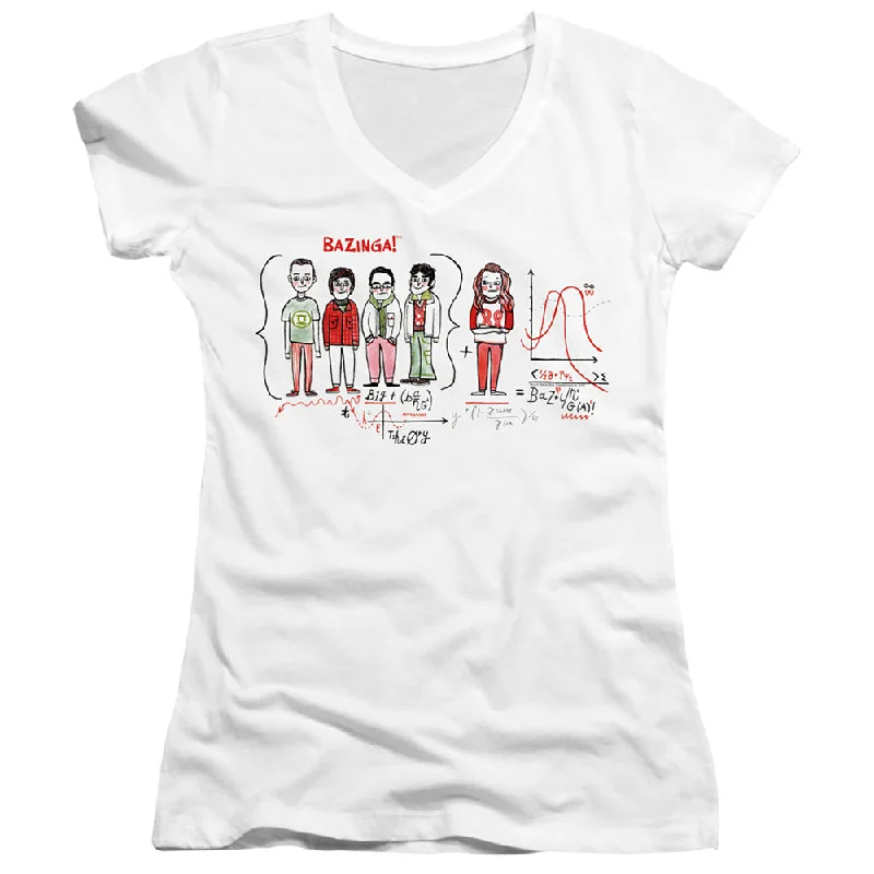 Super Sale The Big Bang Theory Juniors V-Neck T-Shirt Bazinga Equation White