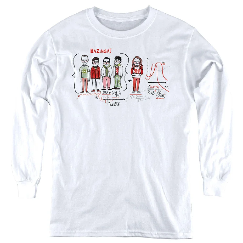 Flash Sale The Big Bang Theory Kids Long Sleeve Shirt Bazinga Equation White