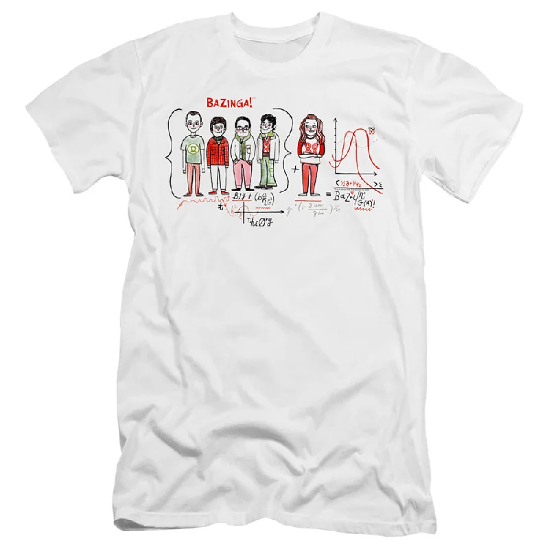 Time-Limited Offer The Big Bang Theory Premium Canvas T-Shirt Bazinga Equation White Tee