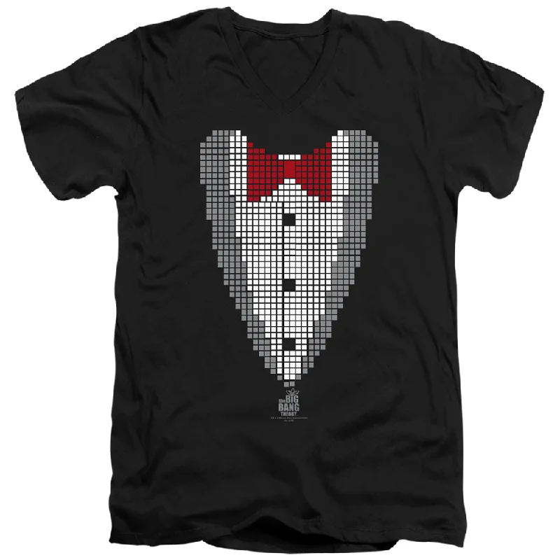 Great Deals The Big Bang Theory Slim Fit V-Neck Tuxedo with Red Bow Tie Black Tee