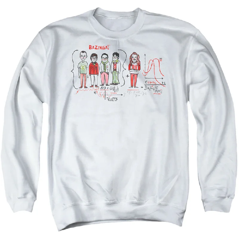 Quick Sale The Big Bang Theory Sweatshirt Bazinga Equation White Pullover