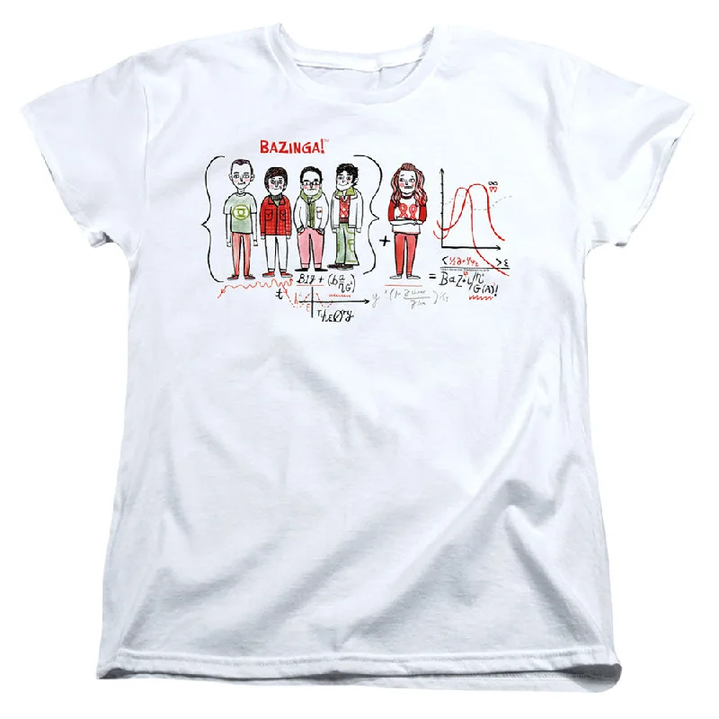 Stock Clearance The Big Bang Theory Womens T-Shirt Bazinga Equation White Tee