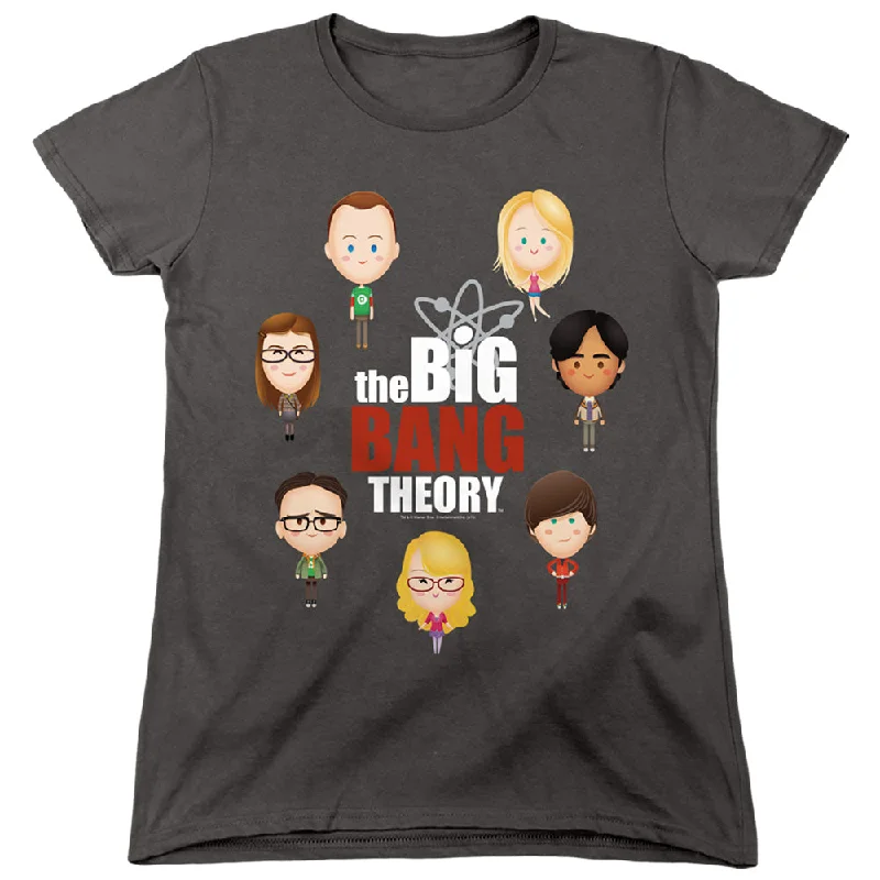 Hot Deal The Big Bang Theory Womens T-Shirt Cartoon Characters Charcoal Tee