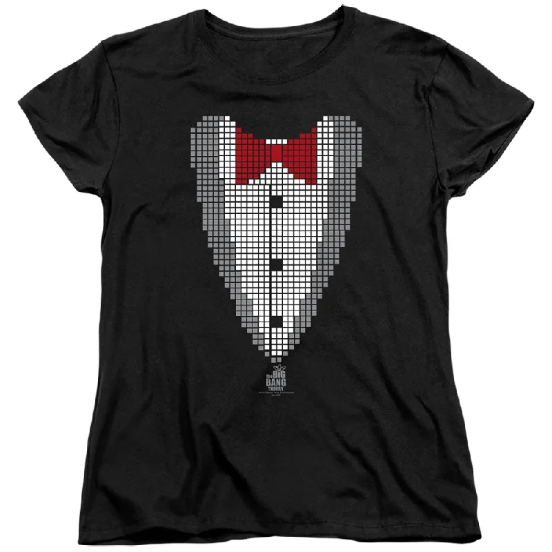 Final Clearance The Big Bang Theory Womens T-Shirt Tuxedo with Red Bow Tie Black Tee