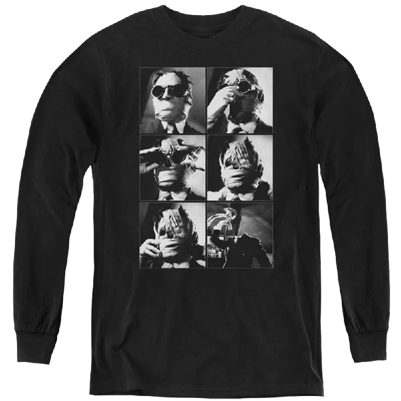 New Arrival The Invisible Man Kids Long Sleeve Shirt Bandage Mask Black Tee