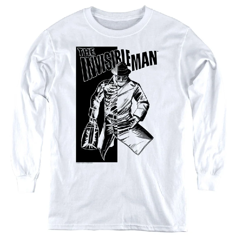 Shop and Save The Invisible Man Kids Long Sleeve Shirt Briefcase White Tee