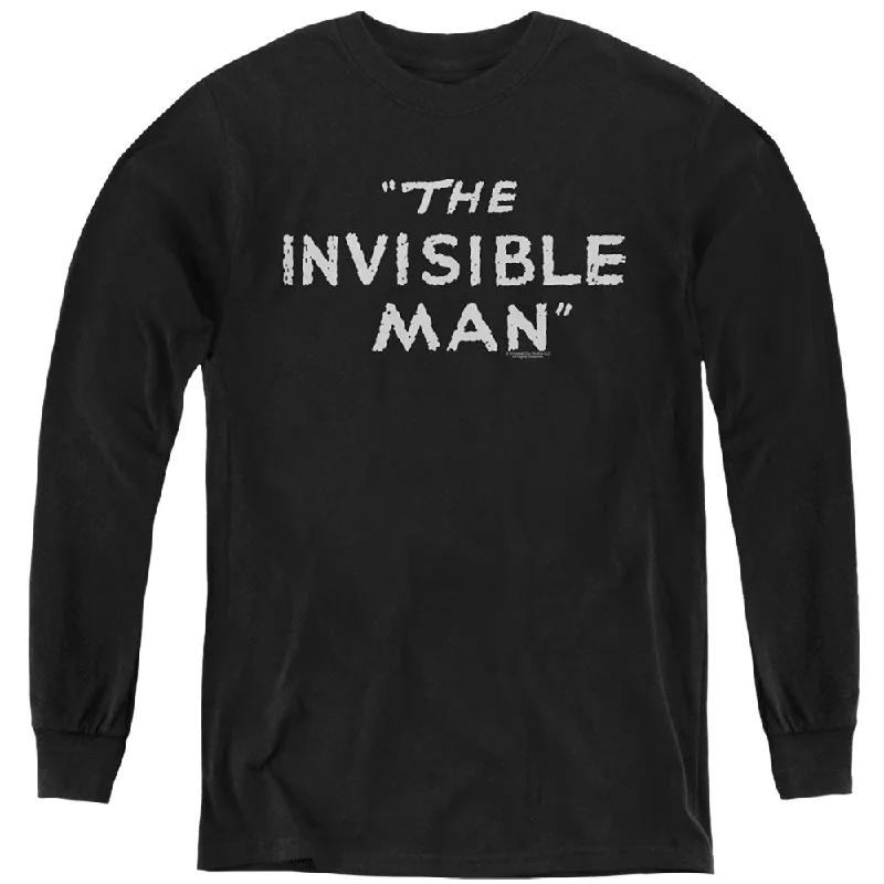 Today’s Special The Invisible Man Kids Long Sleeve Shirt Vintage Title Text Black Tee