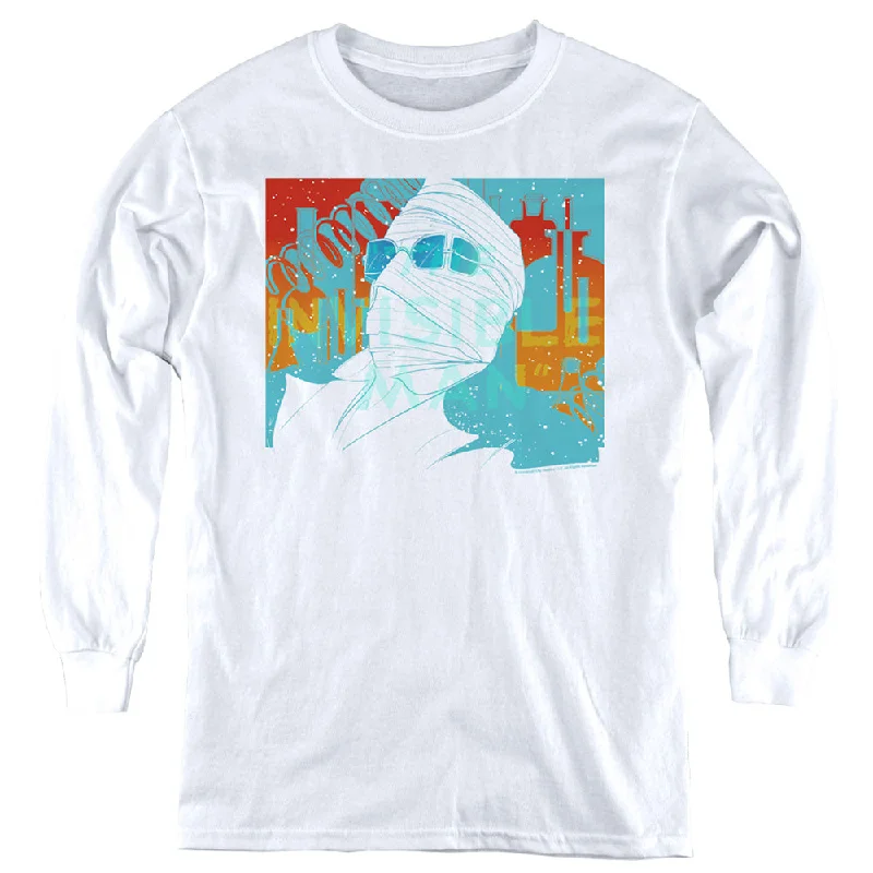 Weekend Deal The Invisible Man Kids Long Sleeve Shirt Wrapped Up White Tee