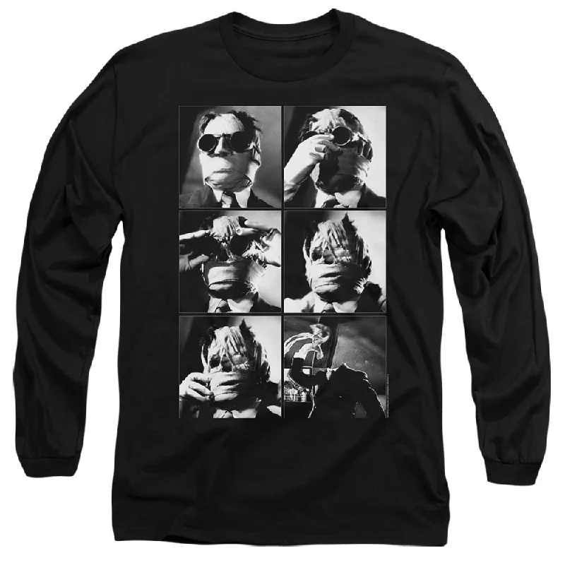 Super Deal The Invisible Man Long Sleeve T-Shirt Bandage Mask Black Tee