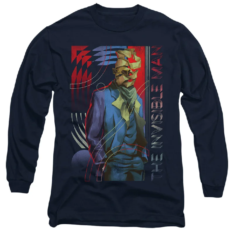 Year-End Clearance The Invisible Man Long Sleeve T-Shirt Colorful Photo Navy Tee